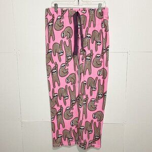 Coco Lounge Women’s Fleece Sweat Joggers Pants Size Medium (32x29) Pink Sloths